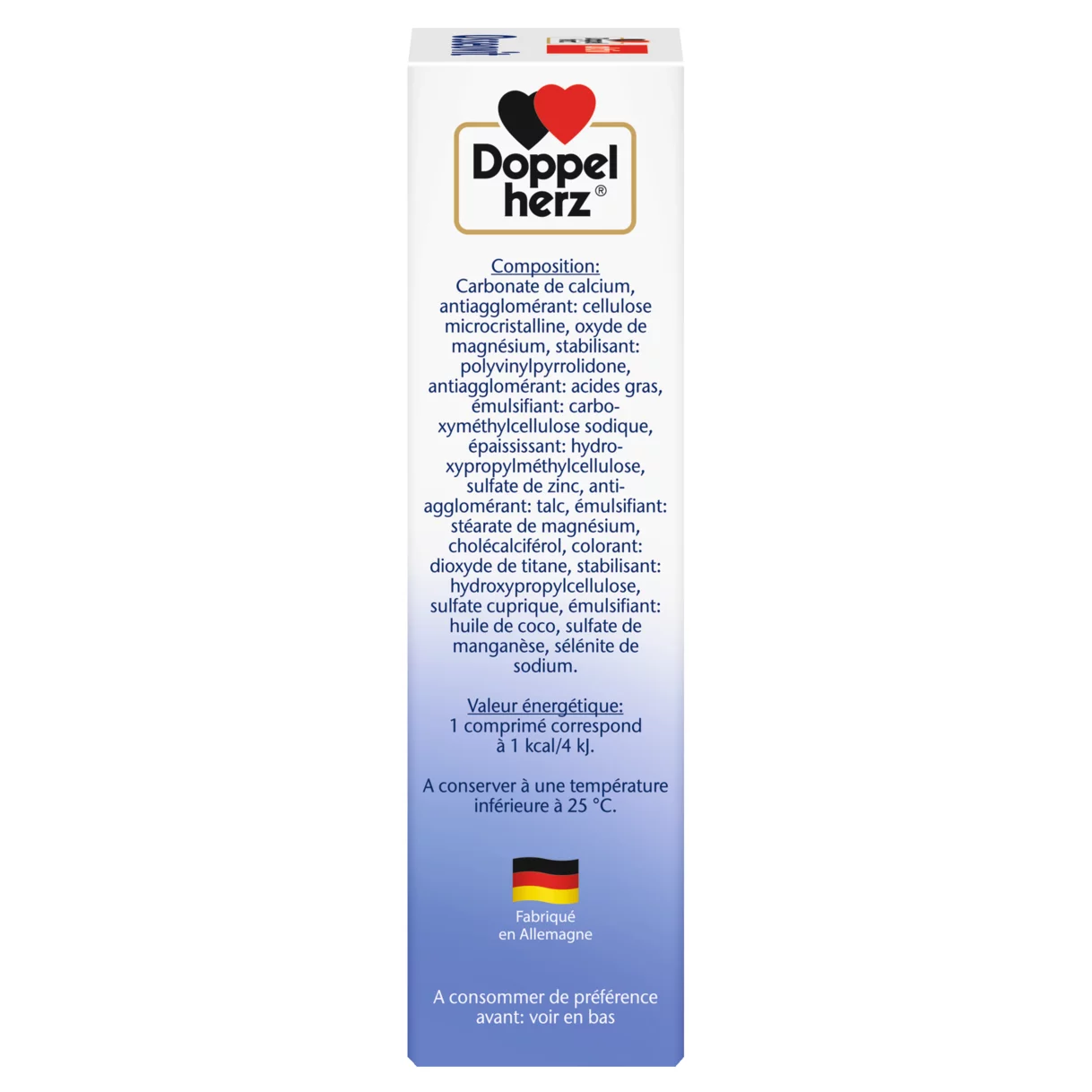 Illustration of the product packaging Doppelherz aktiv Osseovit side view right